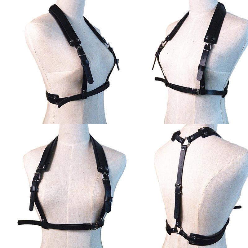 Punk Men Leather Harness Body Chest Bondage Belt Black Cosplay Erotic Belts