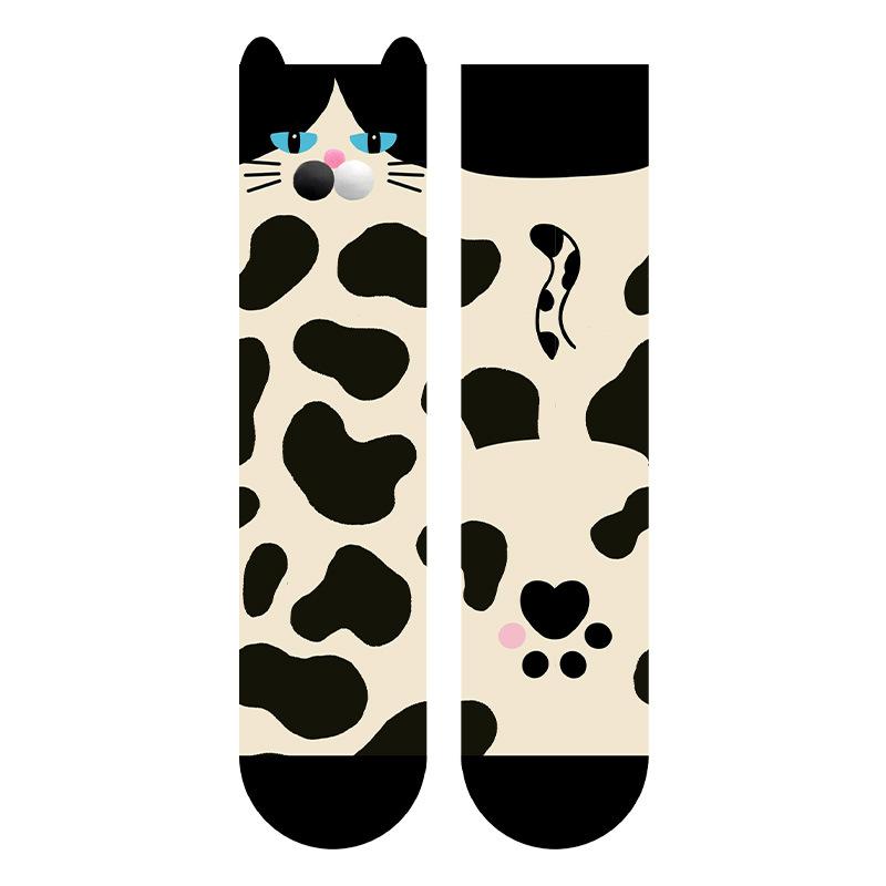 

Cute Pouting Cat Series Cotton Socks for Children - Three-Dimensional Ball-like Cute Cats Fun Mid-Calf Socks 1 pair
