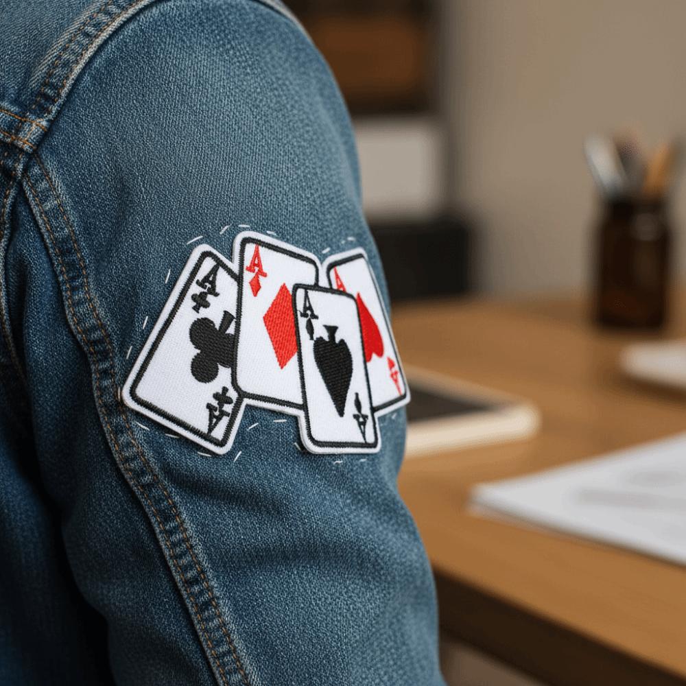 5pcs Card Suit Pattern Poker Ace Clothes Patch Fabric Sticker Sew On Applique Embroidered Applique Sewing Repair Patches