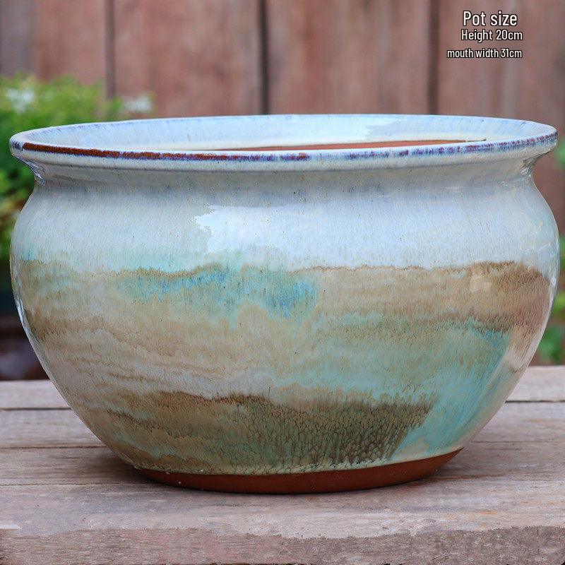 Retro Ceramic Wide Mouth Flower Pot - Tree Trunk Design for Succulents, Bougainvillea, Hydrangea, Roses  