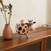 Pastoral Aesthetic Decor Cute Milk Cow Statue, Handcrafted Resin Ornament, Farmhouse Animal Figurine for Unique Artistic Craft Home Decor, Rustic