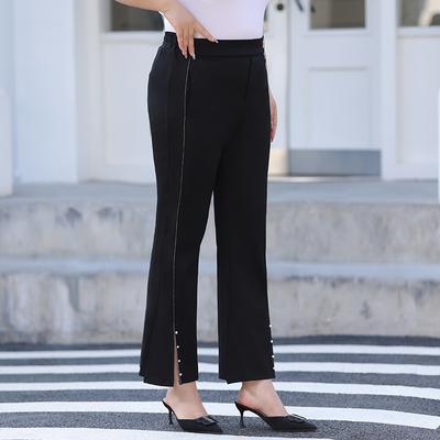 Fashionable and Slimming Flared Pants High-waisted Slit Nine-inch Pants