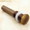 Antique Brass Gold Black Bathroom Brass Pop Up Sink Drain Brass Pop-up Drain Basin Waste