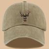 Deer Head American Flag Graphic Baseball Cap Adjustable Polyester Outdoor Casual Unisex Adult Washed Hat