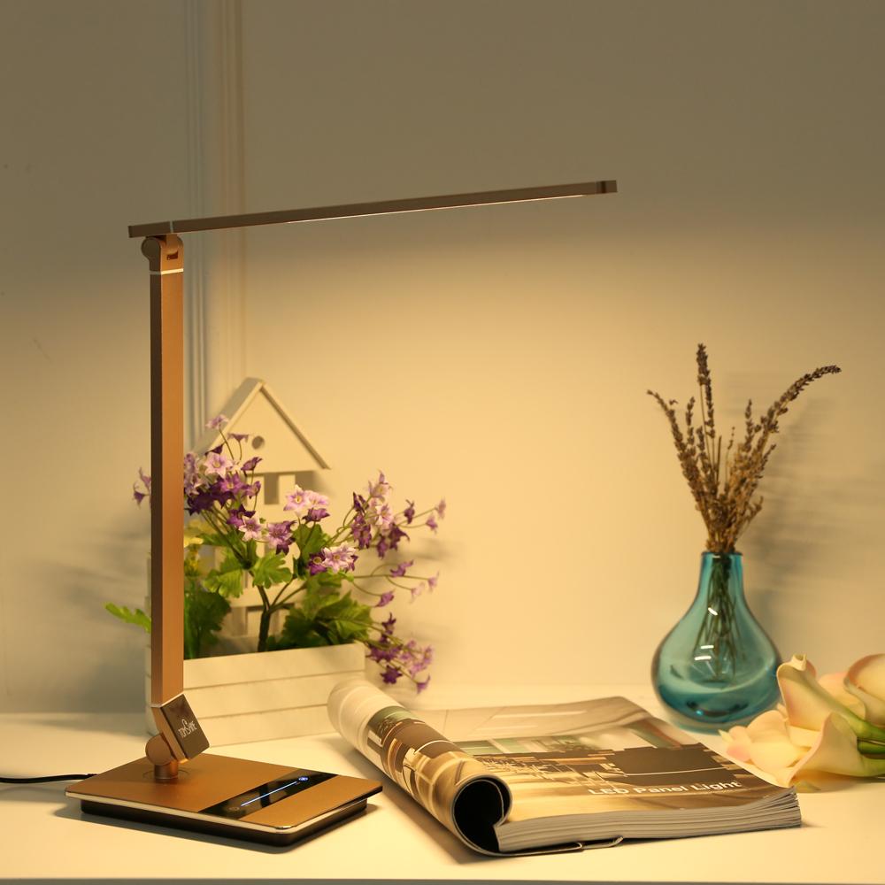 Tomshine Foldable Dimmable Touch Sensitive Control LED Desk Lamp 8.5W 500LM 3 Color Temperature 3000K 4500K 6000K Stepless   Brightness Eye-C
