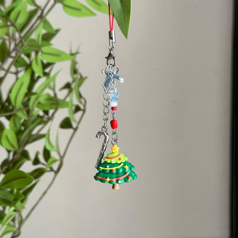 

Cute Cartoon Christmas Tree Santa Claus Keychain Kawaii Backpack Handbag Decorative Pendant Mobile Phone Rope Decoration