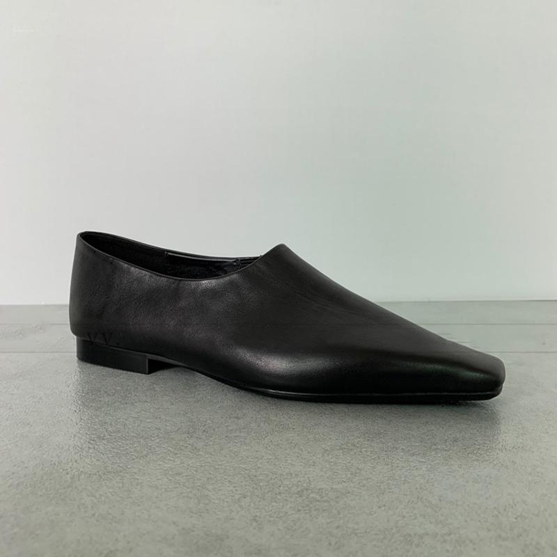 Spring Designer Soft Leather Women Loafer Shoes Elegant Shallow Square Toe Shoes Ladies Slip On Flats Shoes