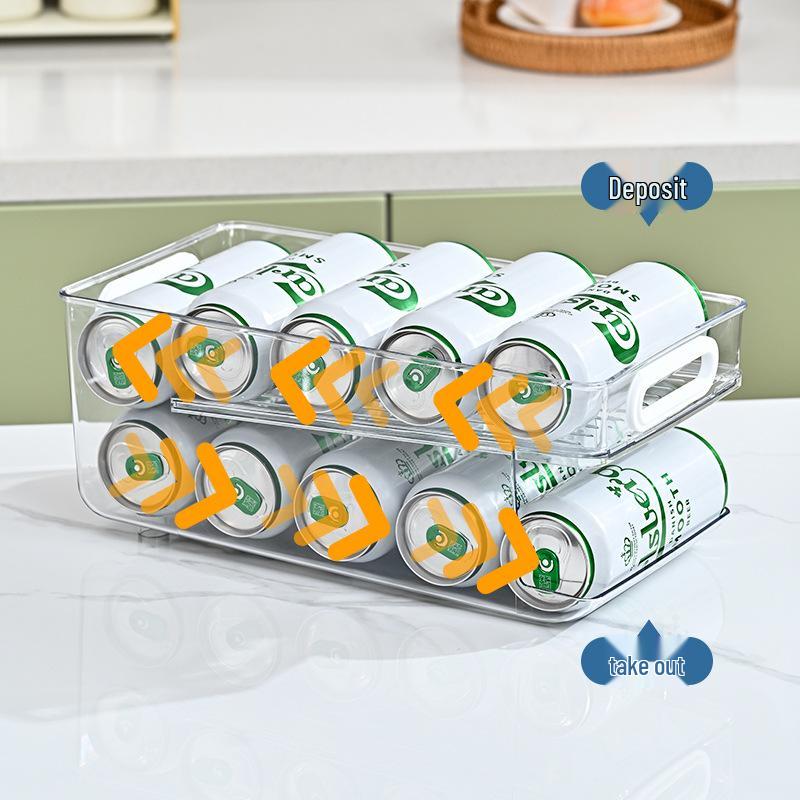 Double-Layer Self-Rolling Beverage Storage Rack for Cans (Large Size)