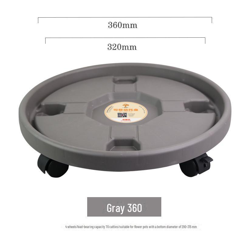 Universal Rolling Tray: Thickened Round Plastic Base with Removable Support for Potted Plants