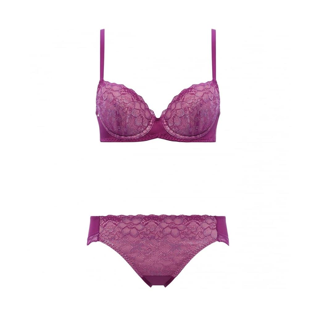 AMOSTYLE Dream Bra Light Bra Panty Dream Daylily M022 Size D65M & Set, (Purple),