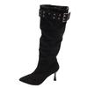 Fashion casual and thin French versatile black boots women's summer 2025 new stiletto pointed knight boots