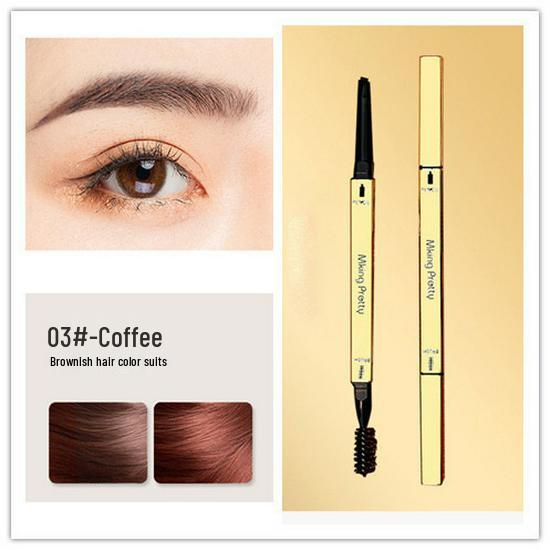 Gold Bar Double-Ended Eyebrow Pencil: Waterproof, Sweatproof, Ultra-Fine, Natural, Long-Lasting, Triangle Tip for Women Beginners.