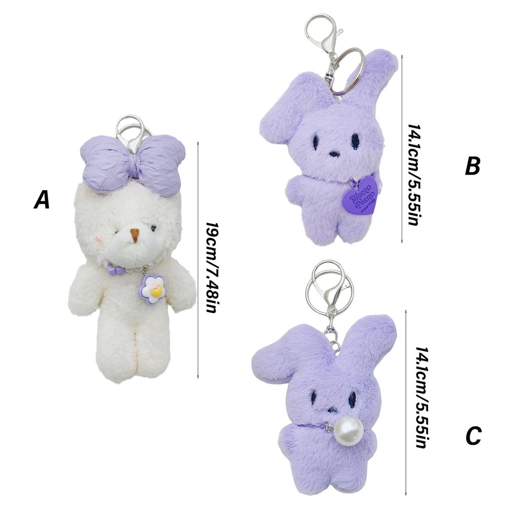 Lovely Cartoon Rabbits Bear Keychain Decors Bag Ornament Stylish Key Adornment Key Holder Suitable for Everyday Use