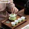 HOYIHM Color Glazed Tea Set Complete Set Luxury Gaiwan Beautiful Tea Cup Tea Ceremony Set Teapot And Tea Cup Set Cafes Ornaments