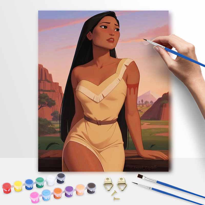 Disney Pocahontas Oil Paint Digital Painting Art Kit Handmade DIY Painting Kit Home Decor