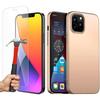 Case for iPhone 12 Mini - E.F.CONNECTION - Gold - Flexible Silicone - 2 Tempered Glass - Shockproof
