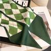 Rhombus Green Decorative Scarf Versatile Thin Narrow Streamer Diagonal Scarf Silk Scarf Spring and Autumn Temperament Thin Scarf Fashion