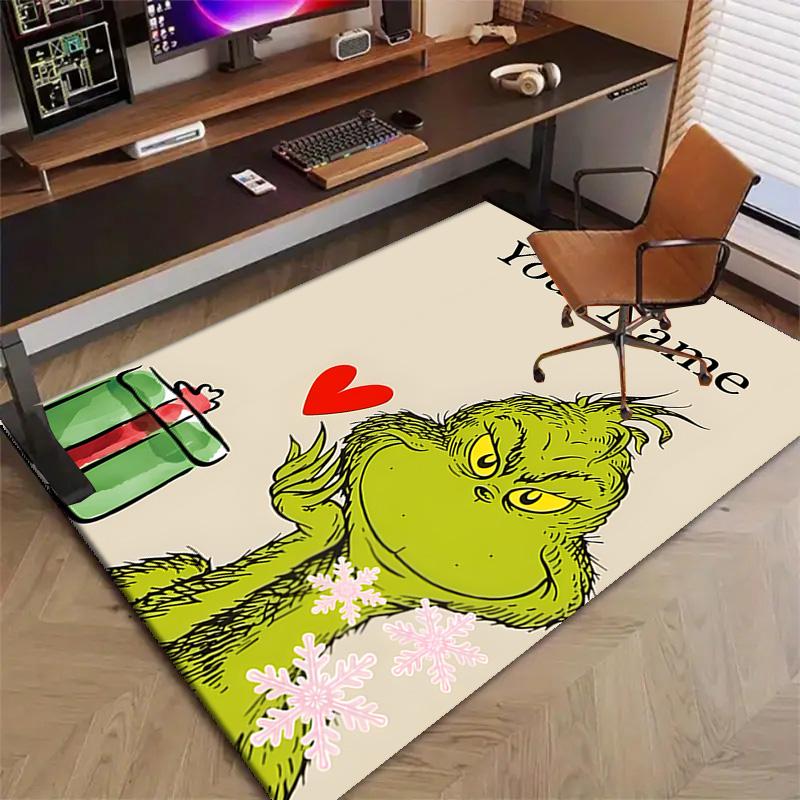 Benutzerdefinierte Crunch Weihnachtsmatte mit personalisiertem Namen, waschbarer Polyester-Teppich für den Innenbereich, Eingangsbereich, Geschenk für Weihnachten, Ostern, Thanksgiving-Tag