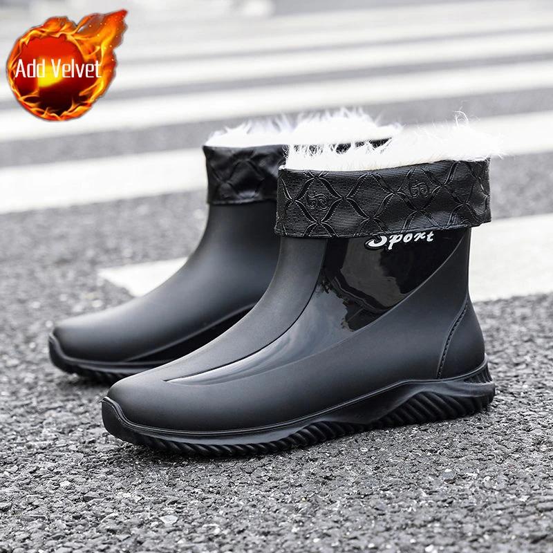 Silicone Male Shoes Wear to Work Soft Gumboots Teenagers Wellies Plastic Waterproof Resistant Wear-resistant Men's Rain Boots