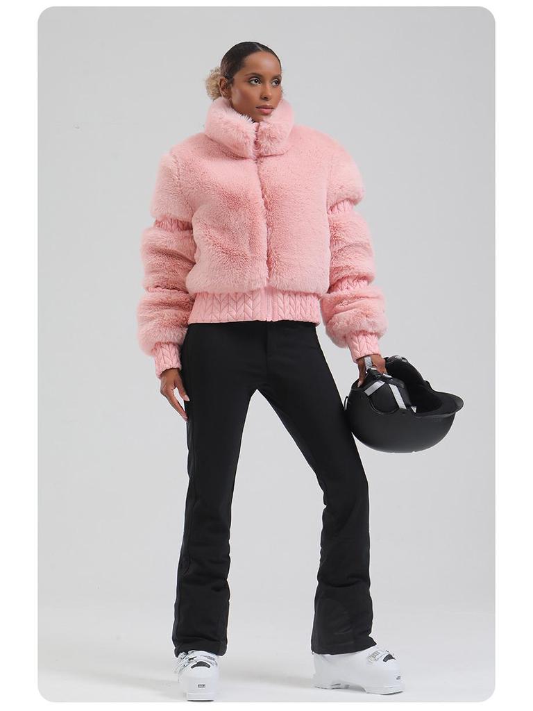 Women's Windproof Thickened Winter Ski Suit - European & American Style for Extreme Cold Outdoor Sports.