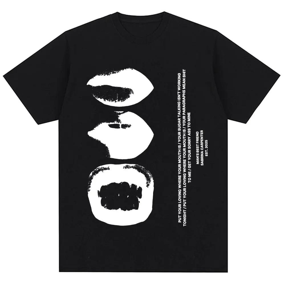 Unisex Women Vintage Fashion Hip Hop T Shirts Singer Sabrina Carpenter Sugar Talking Print Tshirt Oversized Cotton Hipster T Shirt