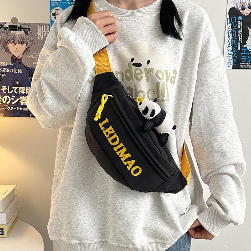 Breast bag female ins style Japanese fashion simple letter shoulder bag male satchel versatile casual student messenger bag tide
