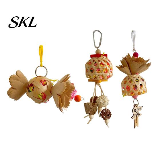Parrot Playtime Toy Shredder Ball Toy, Bamboo Bird Foraging with Paper Enrichment Strips, Shredding for Parakeet Conure Cockatiel Lovebird Natural
