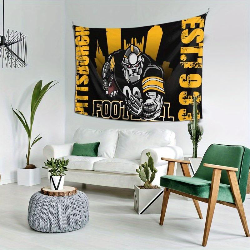 Pittsburgh Football Tapestry, American Sports Style Wall Art for Bedroom Living Room