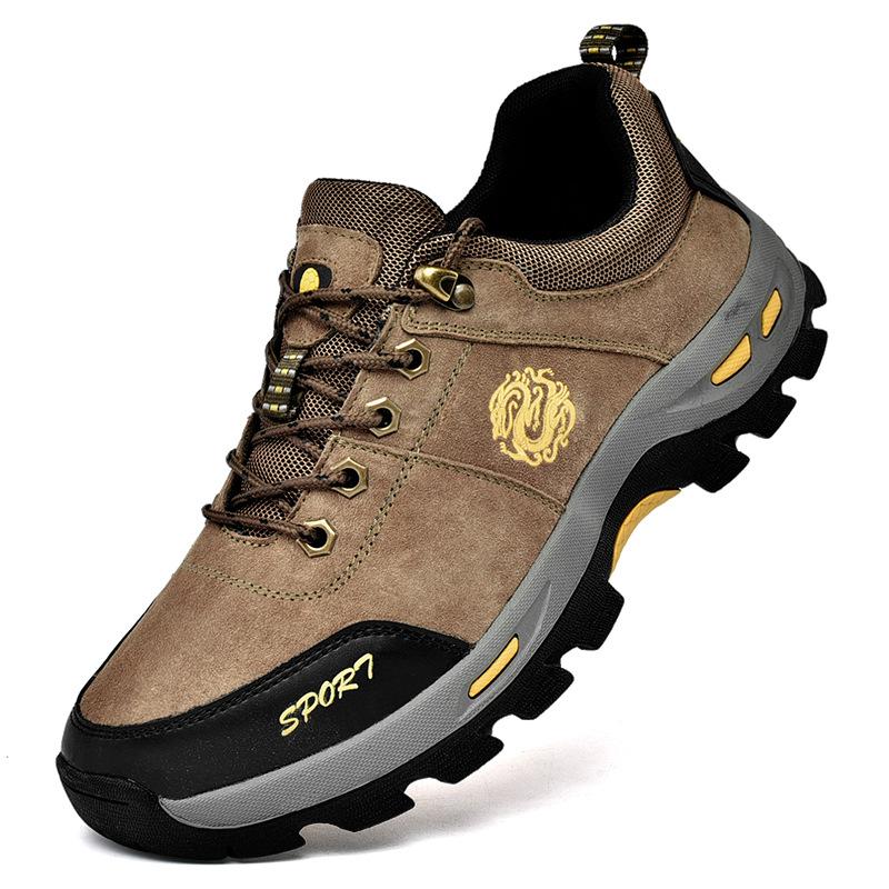 

Весенние и осенние походные ботинки, мужские дышащие уличные ботинки из натуральной кожи, легкие спортивные ботинки, нескользящие, износостойкие, водонепроницаемые походные ботинки 46 дубильная кора