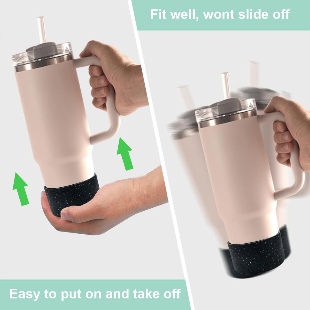 Leeseph Protective Glitter Silicone Boot,Compatible with Stanley Tumbler and More Bottles/Tumblers with 2.9in Bottom, Anti-Slip
