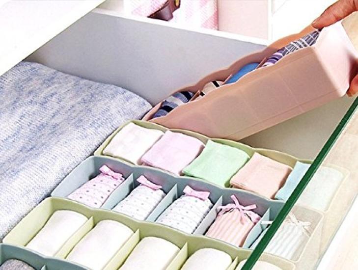 HJ Kunststoff-Aufbewahrungsbox Truhenteiler Aufbewahrungsbox für Kleinteile [Für Unterwäsche, Socken, Unterhemden, Handschuhe, Taschentücher, Masken, Krawatten usw.]