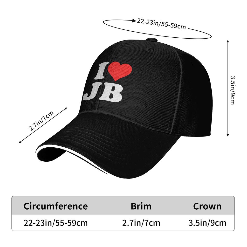 I Love Jb Heart Baseball Cap Outdoor Sports Dropshipping Hip Hop Hats Couple Women Street Style Custom Diy Baseball Caps