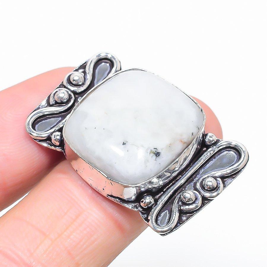 

Подарочное кольцо из стерлингового серебра 925 пробы с натуральным радужным лунным камнем, размер 8 a9q48