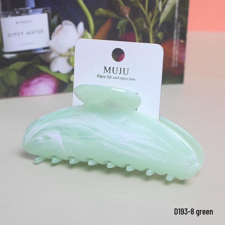 

Elegant Card-Mounted Shark Hairpin with Imitation Acetate Marble Cloud Pattern, Semi-Circular Crescent Clip