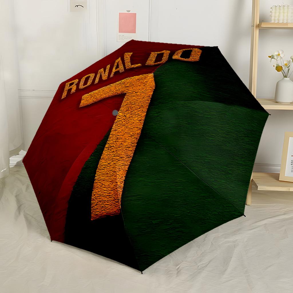 Ronaldo's Number Seven Portable Automatic Umbrella Compact 8-Rib Lightweight Compact Design Durable Everyday Carry Umbrella Fashionable