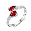 Women's S925 Sterling Silver Droplet Natural Crystal Adjustable Open Ring Garnet Topaz Jewelry