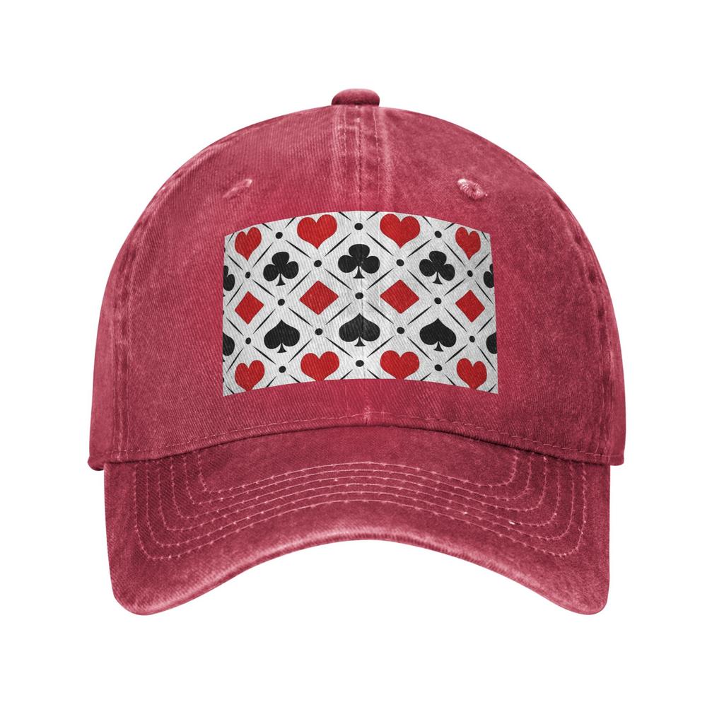 Playing card suits symbols Washed Denim Cap Casual Baseball Caps Adjustable Hat Summer Unisex Baseball Hats