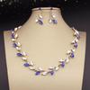 Juegos de Joyería de Novia de Cristal para Mujeres Lujosos Hojas Gargantilla Collar Pendientes Vestido de Boda Juegos de Collares de Novia Moda