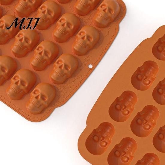 Ghostly Food Decoration Skull Cake Mold with 20 Cavity, Halloween Theme, Silicone Non-Stick Candy DIY Pudding Jelly Mold, Realistic 3D Tray for Baking