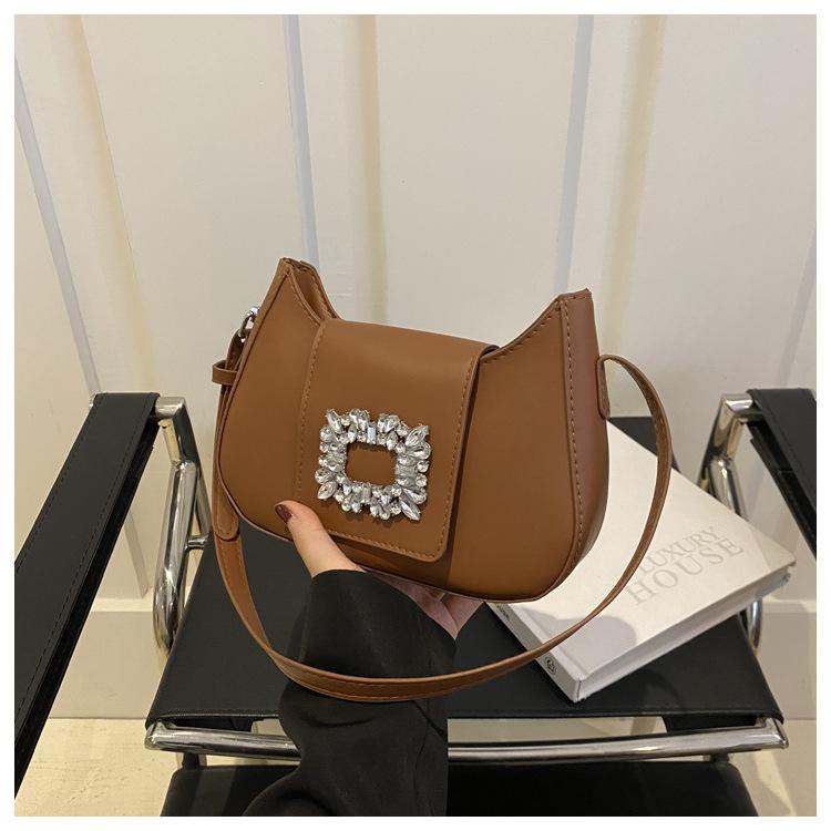 

Bags Underarm bags Female Internet celebrities 2024 foreign style summer on the new niche design high-end shoulder small square bag темно-коричневого кольору