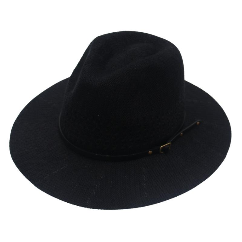 2023 Spring And Summer New Tibetan Top Hat European And American Style Couple Black Belt Woven Jazz Hat Casual Panama Hat