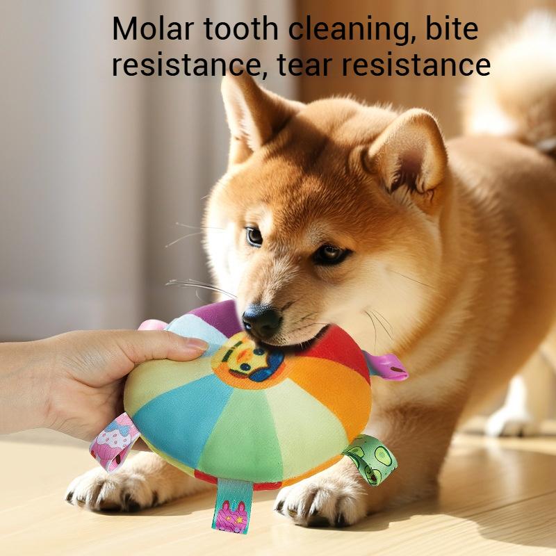 Dog Frisbee Toy Plush Sound Interactive Puppy Frisbee Teeth-Resistant Bite Frisbee Toy Pet Supplies
