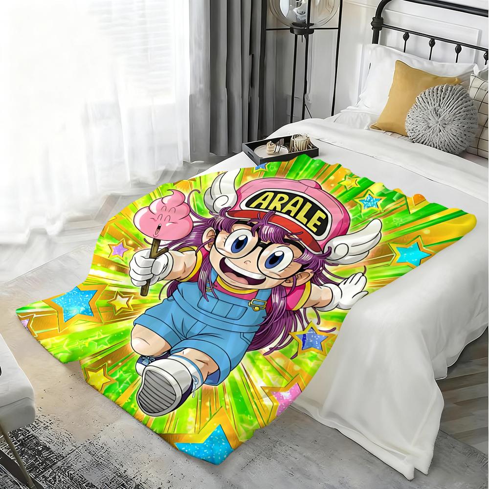 Kawaii A-Arale Anime Throw Soft Flannel Blanket Warm Knee Skin-Friendly Throw for Sofa Office Bed Traveling Winter Oversize