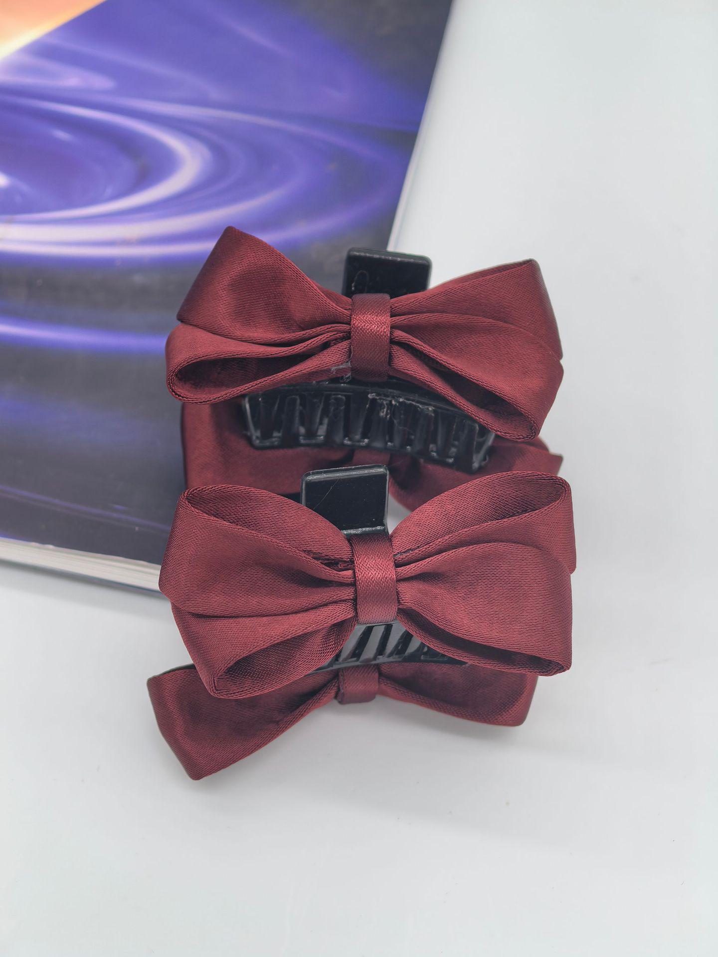 

Ретро Бордовый Тканевый Бант Заколка для Волос - Милый Клешневый Зажим в Стиле JK для Ежедневной Фиксации Челки и Бокового Украшения