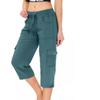 Spring and Summer Ladies Solid Color Drawstring Fitness Running with Pockets Outdoor Mountaineering Casual Overalls Cropped Pants