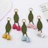 Handmade Flower Pu Keychain Hanger Bag Charm Multi-color Tulip Leather Pendant  Men