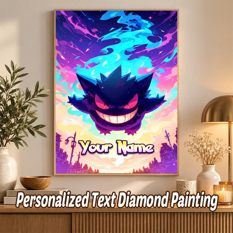 Gengar Custom Name Diamond Painting Personalized 5D Full Drill DIY Diamond Art Home Decor