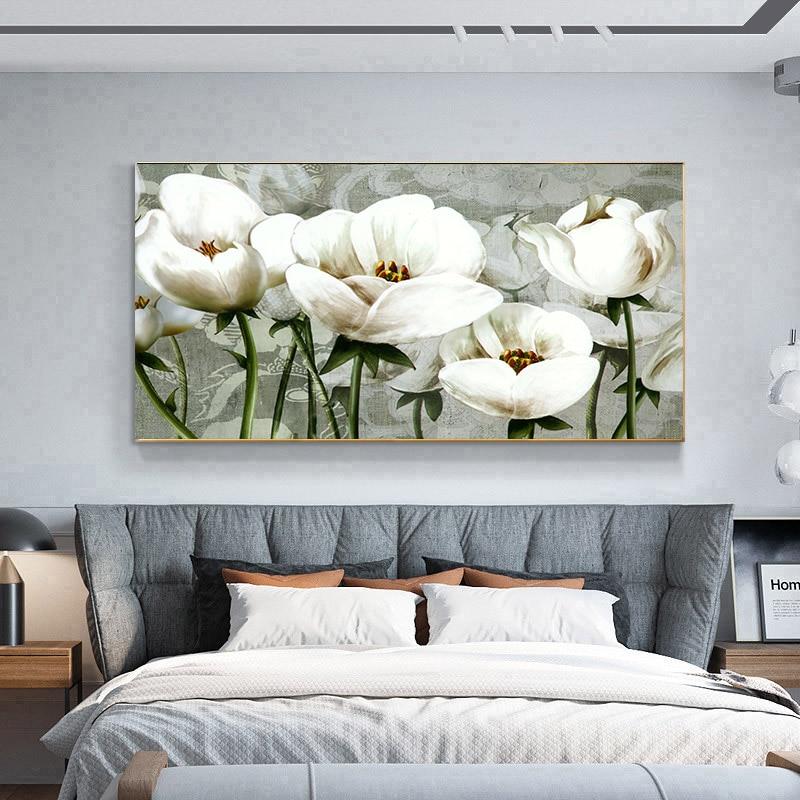 Pintura de flores de paisaje de viento, decoración de arte de la pared, decoración minimalista nórdica, póster, imagen, pintura para decoración del hogar y sala de estar