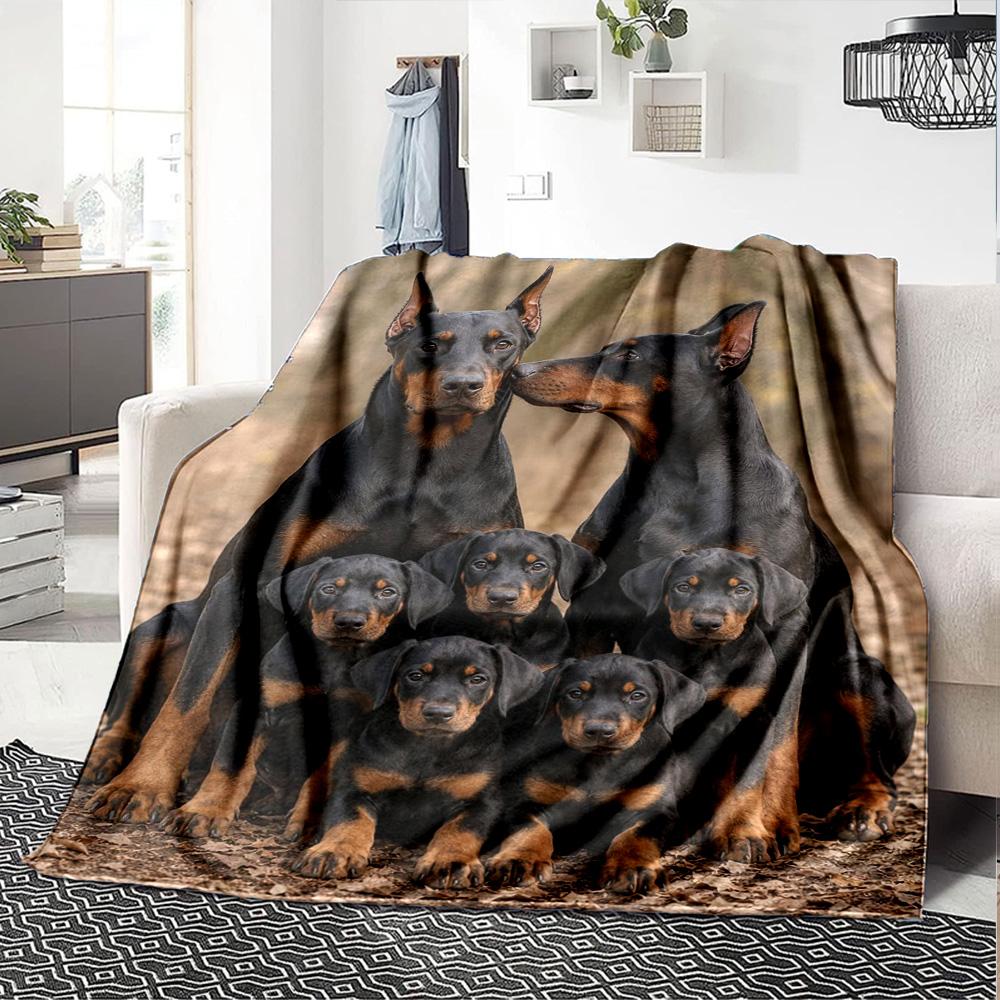Dogs Print Flannel Blanket High Quality Warm Comfortable Cover for All Seasons Perfect for Gifts Home Decor