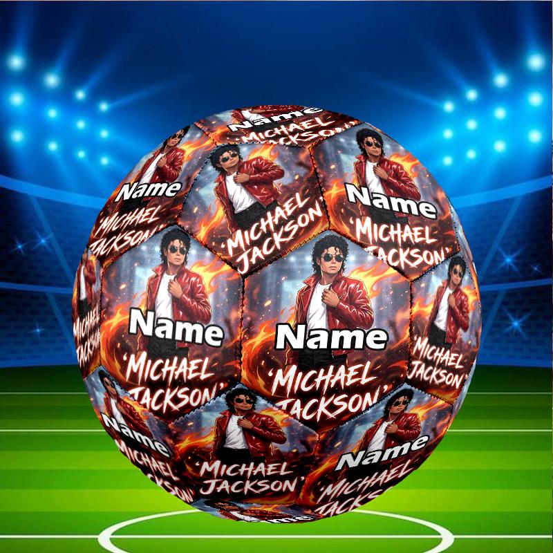 Custom Name Personalized Michael Jackson Print Size 5 Soccer Ball Training & Match Football, for Team, Kicking, Gift for Football